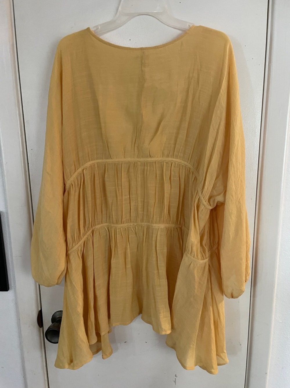 Eat. 1946 Women’s Blouse 18-20W Yellow Bohemian Tiered V Neck Boho - Picture 7 of 11